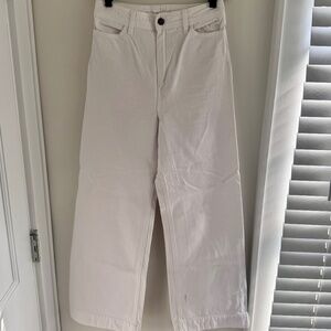 G. Label by Goop White Denim High Rise Wide Leg Long Jeans sz XS / 26